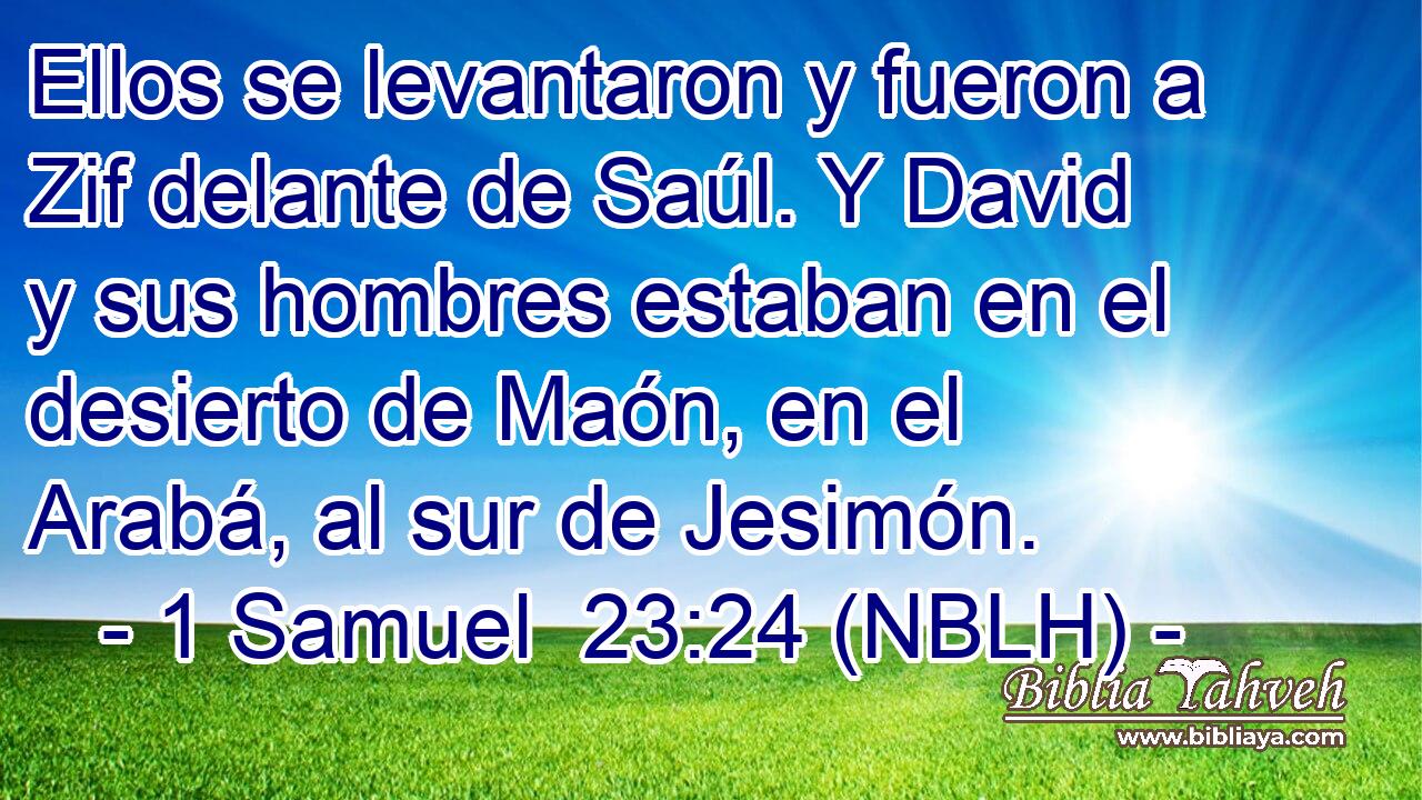  Ellos se levantaron y fueron a Zif delante de Saúl. Y David y sus hombres estaban en el desierto de Maón, en el Arabá, al sur de Jesimón. 