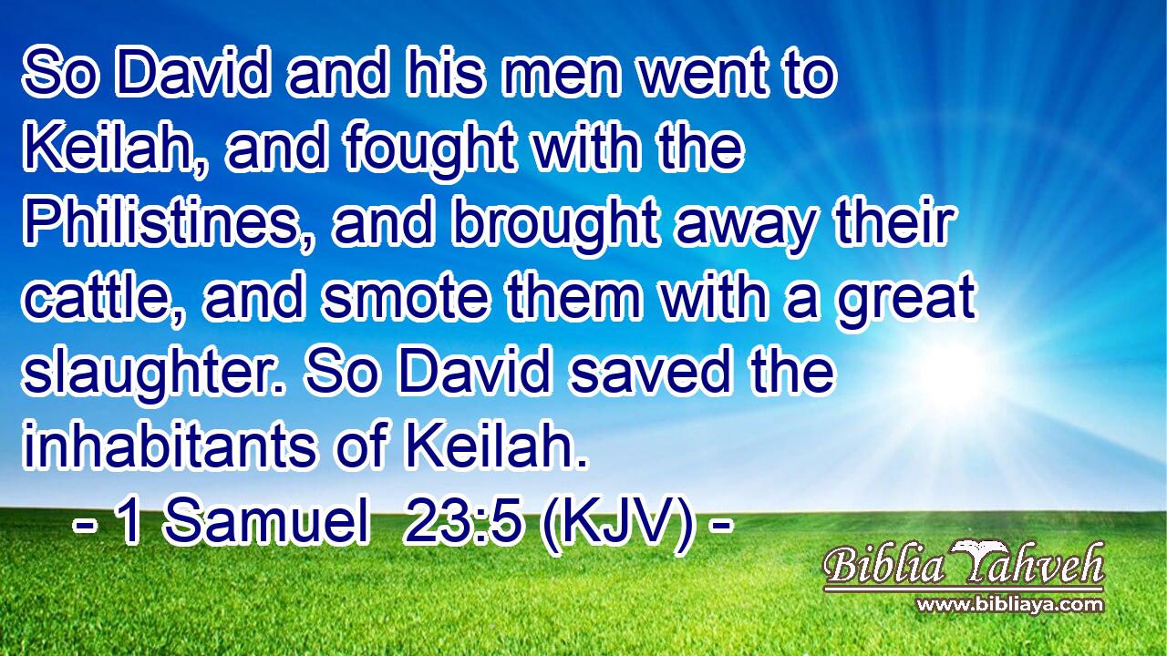 So David and his men went to Keilah, and fought with the Philistines, and brought away their cattle, and smote them with a great slaughter. So David saved the inhabitants of Keilah.