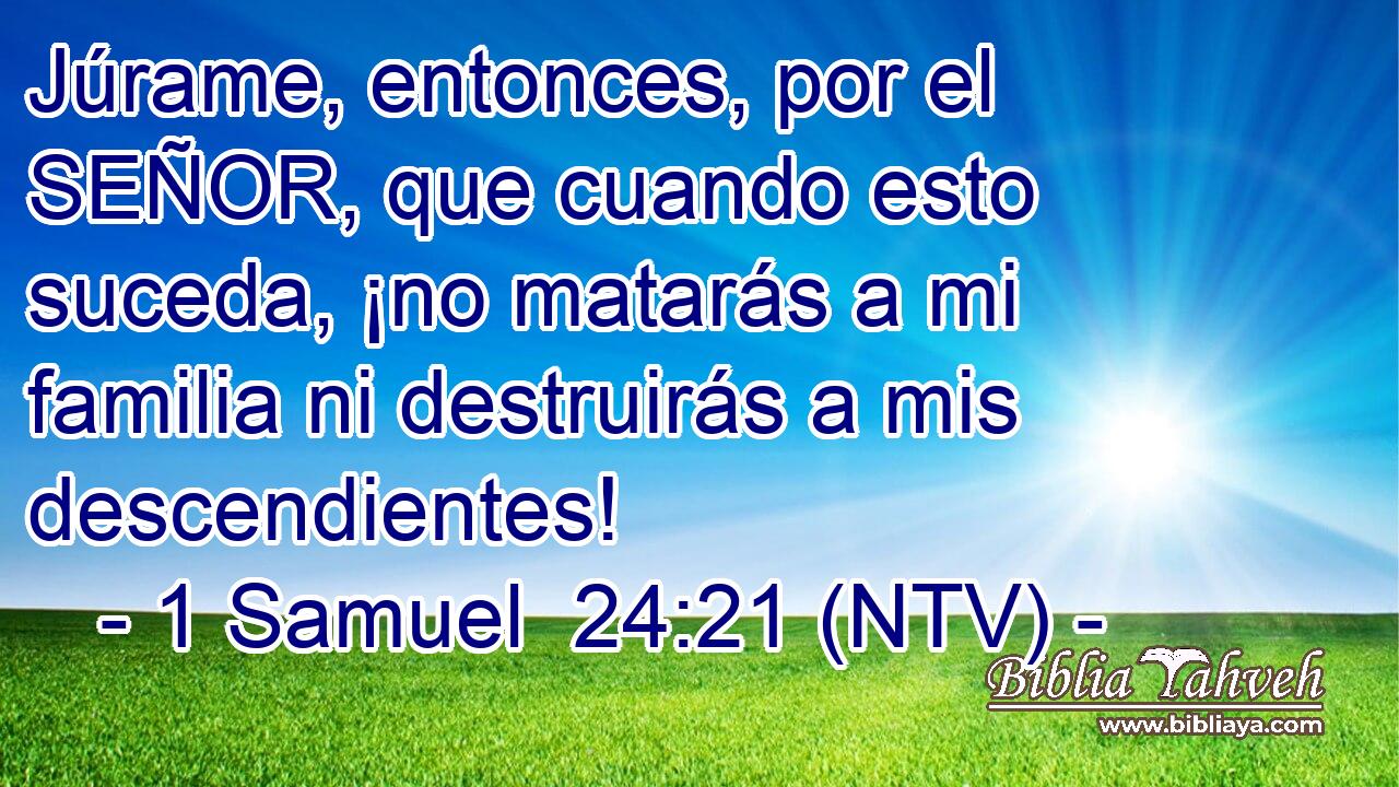 Júrame, entonces, por el SEÑOR, que cuando esto suceda, ¡no matarás a mi familia ni destruirás a mis descendientes!