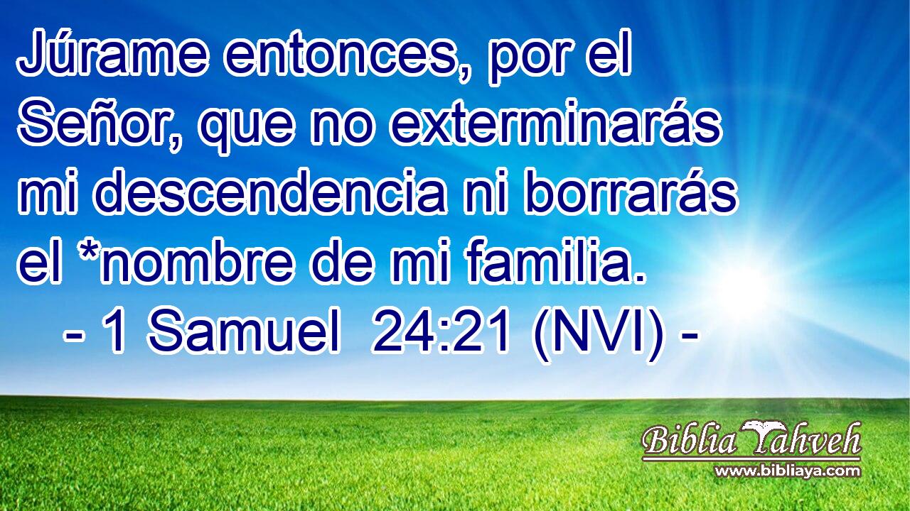  Júrame entonces, por el Señor, que no exterminarás mi descendencia ni borrarás el *nombre de mi familia. 