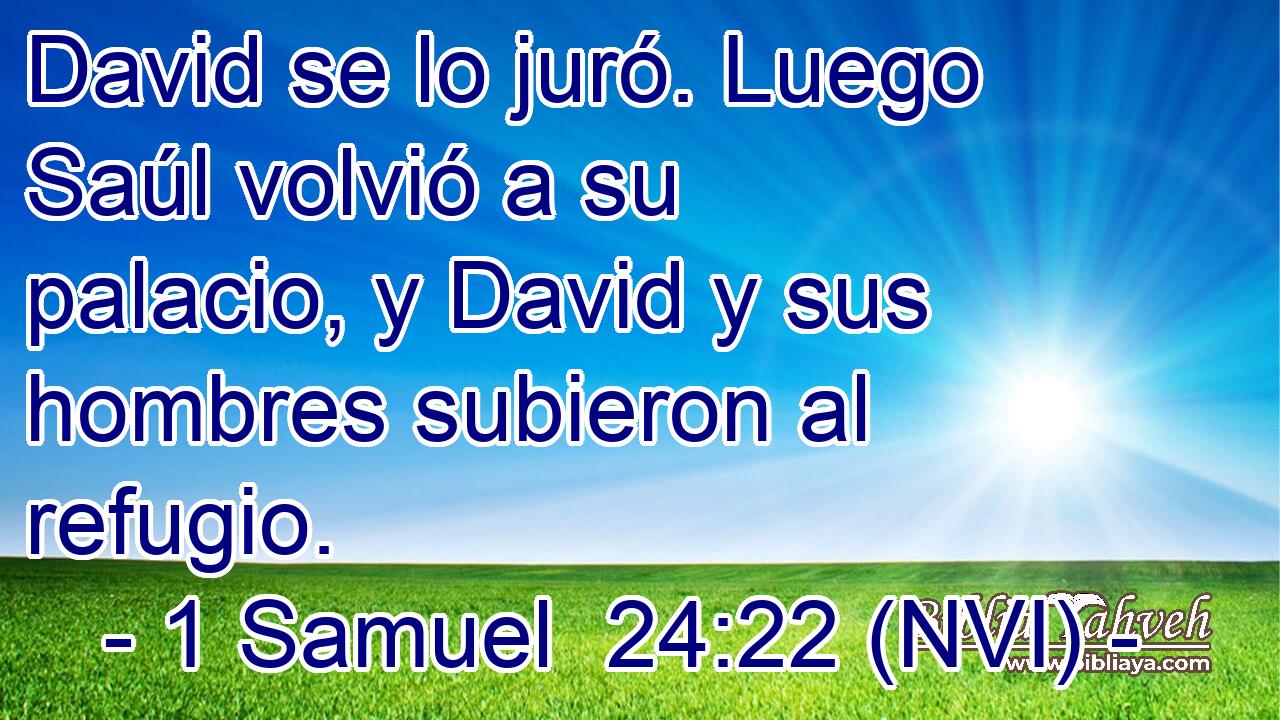  David se lo juró. Luego Saúl volvió a su palacio, y David y sus hombres subieron al refugio. 