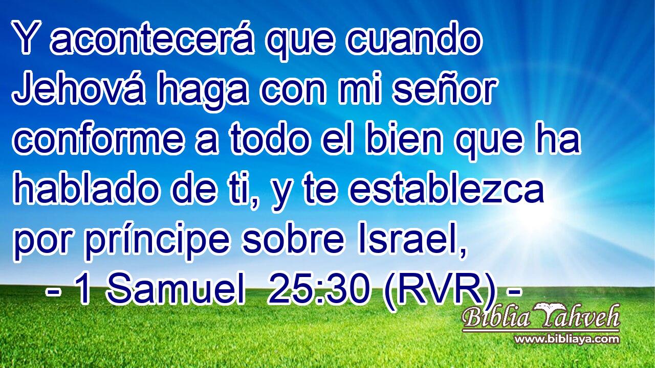 Y acontecerá que cuando Jehová haga con mi señor conforme a todo el bien que ha hablado de ti, y te establezca por príncipe sobre Israel,