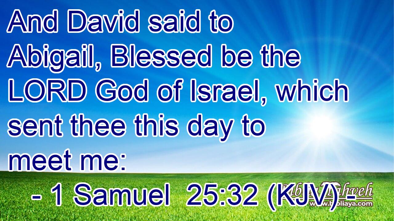 And David said to Abigail, Blessed be the LORD God of Israel, which sent thee this day to meet me: