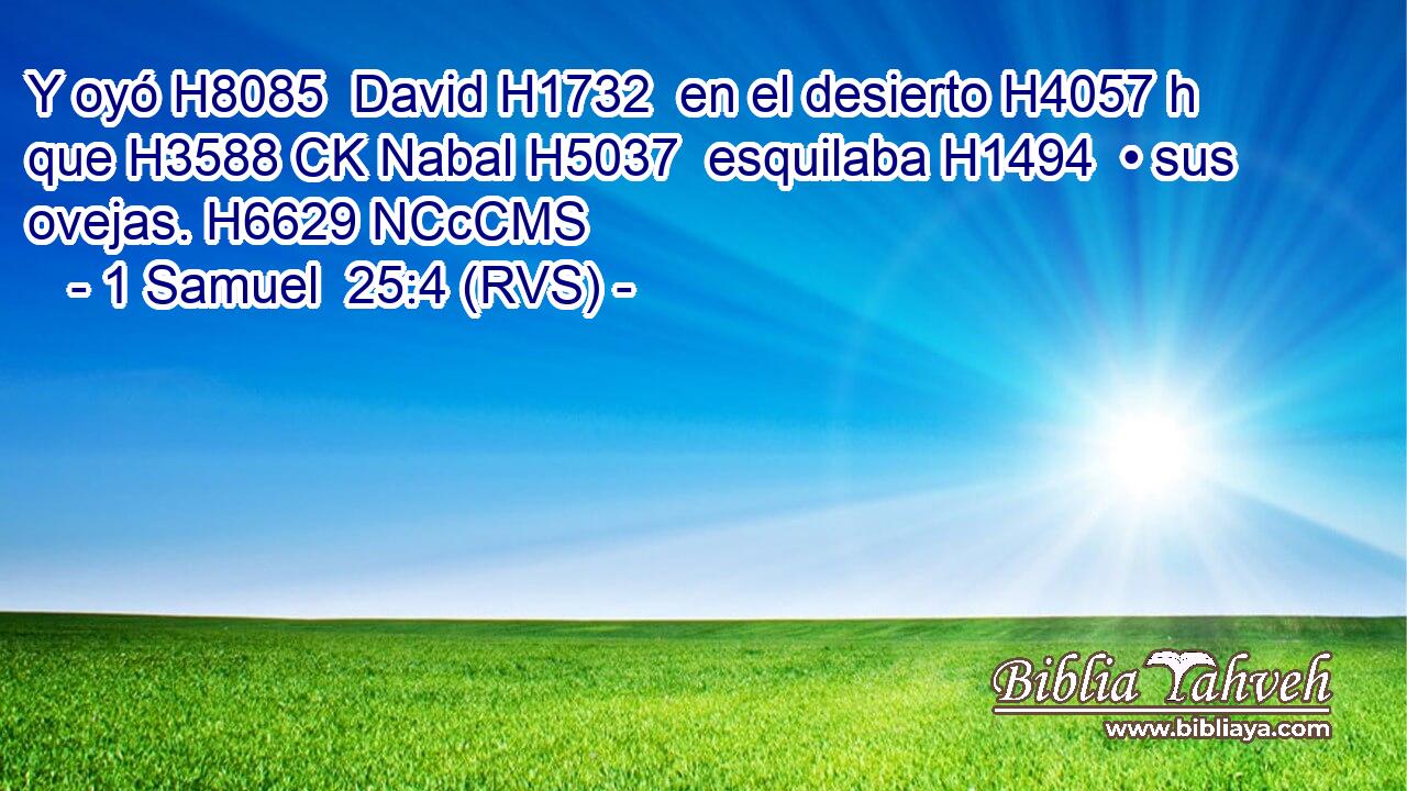 Y oyó H8085  David H1732  en el desierto H4057 h que H3588 CK Nabal H5037  esquilaba H1494  • sus ovejas. H6629 NCcCMS 