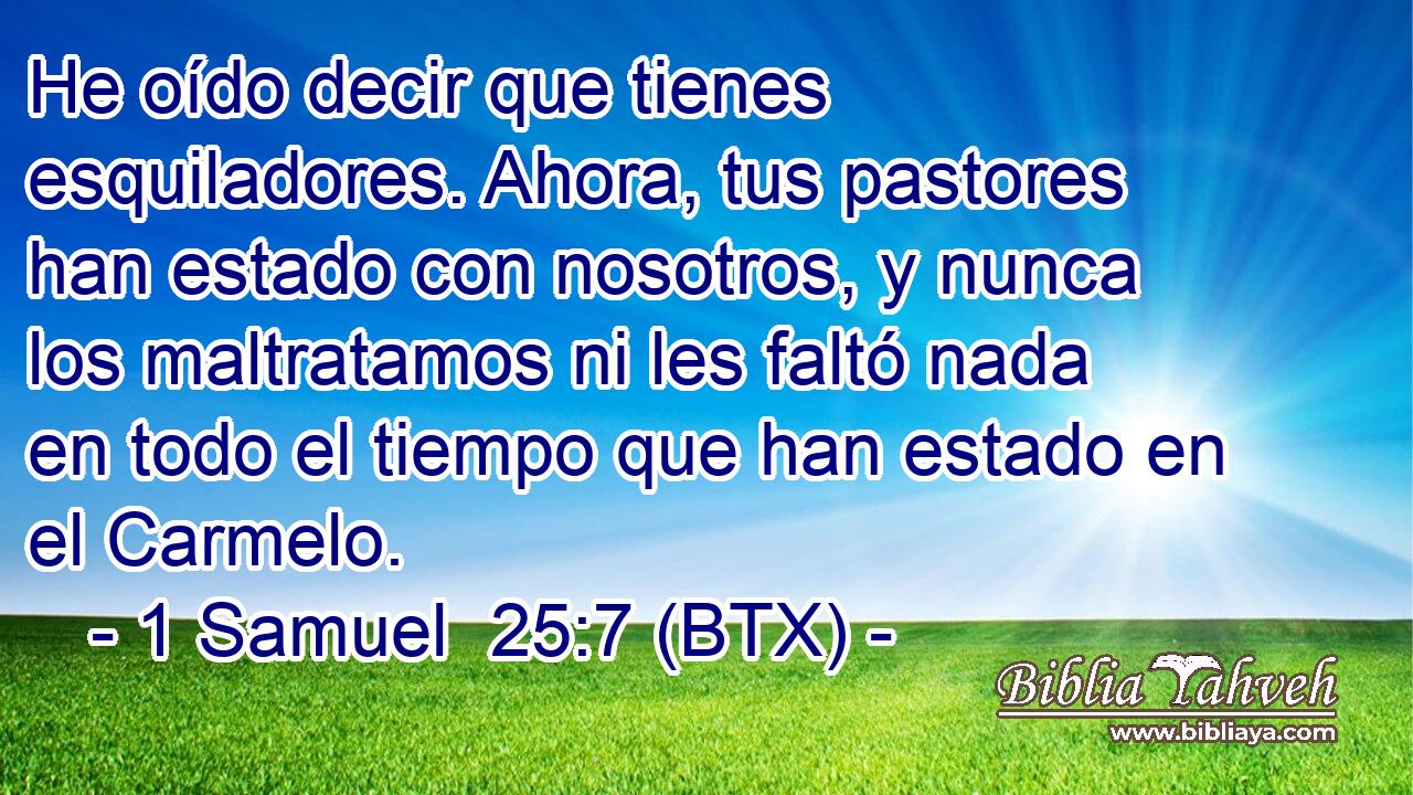 He oído decir que tienes esquiladores. Ahora, tus pastores han estado con nosotros, y nunca los maltratamos ni les faltó nada en todo el tiempo que han estado en el Carmelo.
