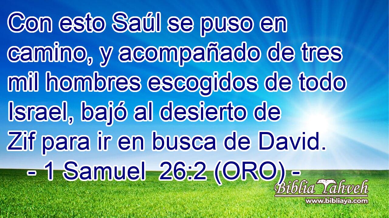  Con esto Saúl se puso en camino, y acompañado de tres mil hombres escogidos de todo Israel, bajó al desierto de Zif para ir en busca de David. 