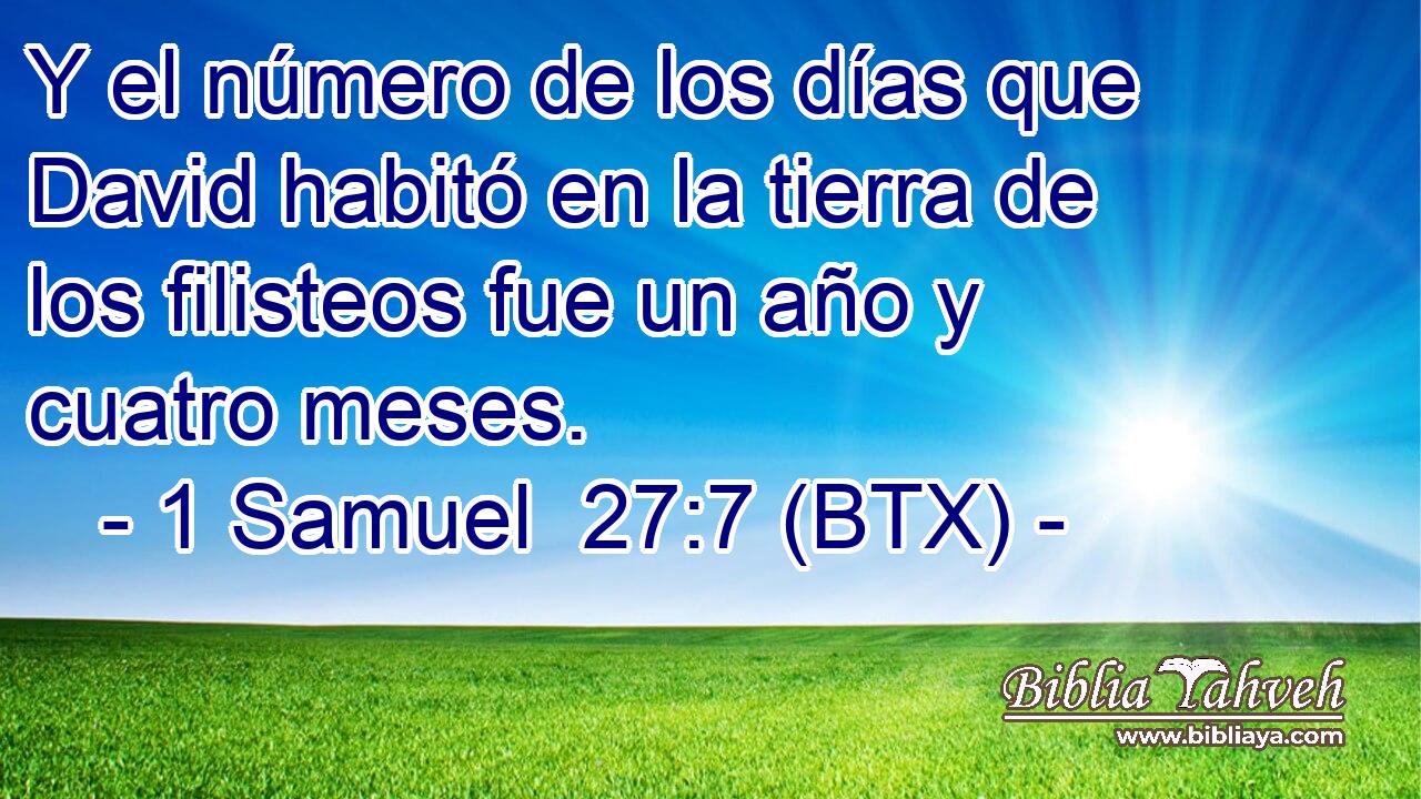 Y el número de los días que David habitó en la tierra de los filisteos fue un año y cuatro meses.