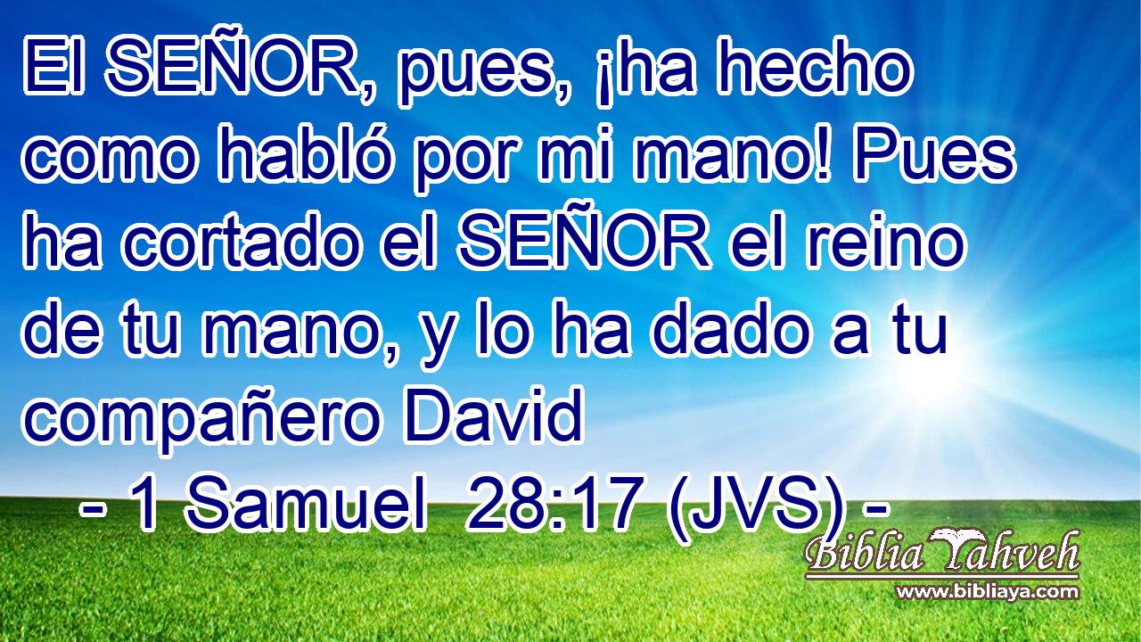 El SEÑOR, pues, ¡ha hecho como habló por mi mano! Pues ha cortado el SEÑOR el reino de tu mano, y lo ha dado a tu compañero David