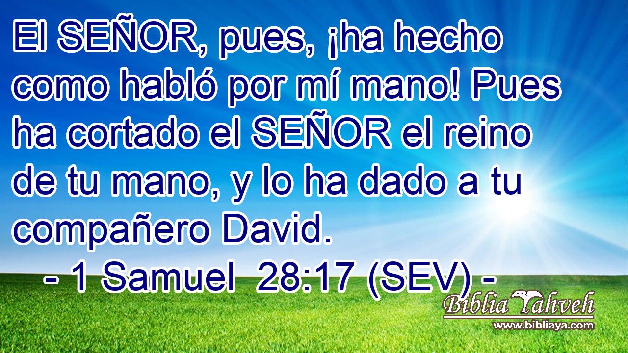 El SEÑOR, pues, ¡ha hecho como habló por mí mano! Pues ha cortado el SEÑOR el reino de tu mano, y lo ha dado a tu compañero David.