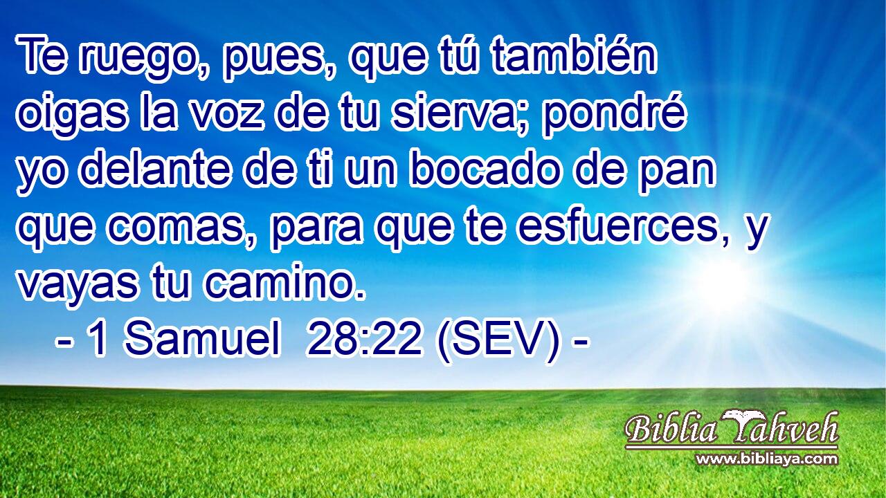 Te ruego, pues, que tú también oigas la voz de tu sierva; pondré yo delante de ti un bocado de pan que comas, para que te esfuerces, y vayas tu camino.