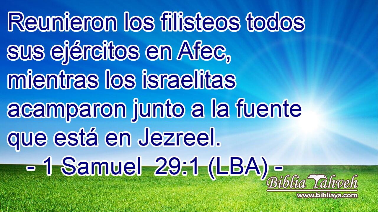 Reunieron los filisteos todos sus ejércitos en Afec, mientras los israelitas acamparon junto a la fuente que está en Jezreel.