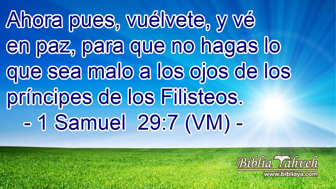  Ahora pues, vuélvete, y vé en paz, para que no hagas lo que sea malo a los ojos de los príncipes de los Filisteos. 