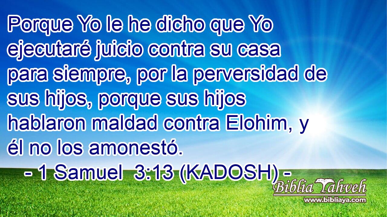  Porque Yo le he dicho que Yo ejecutaré juicio contra su casa para siempre, por la perversidad de sus hijos, porque sus hijos hablaron maldad contra Elohim, y él no los amonestó. 