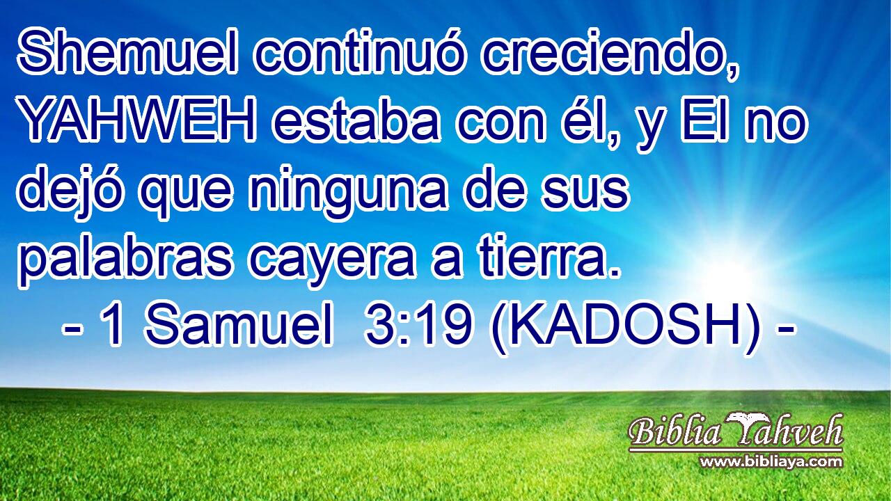  Shemuel continuó creciendo, YAHWEH estaba con él, y El no dejó que ninguna de sus palabras cayera a tierra. 