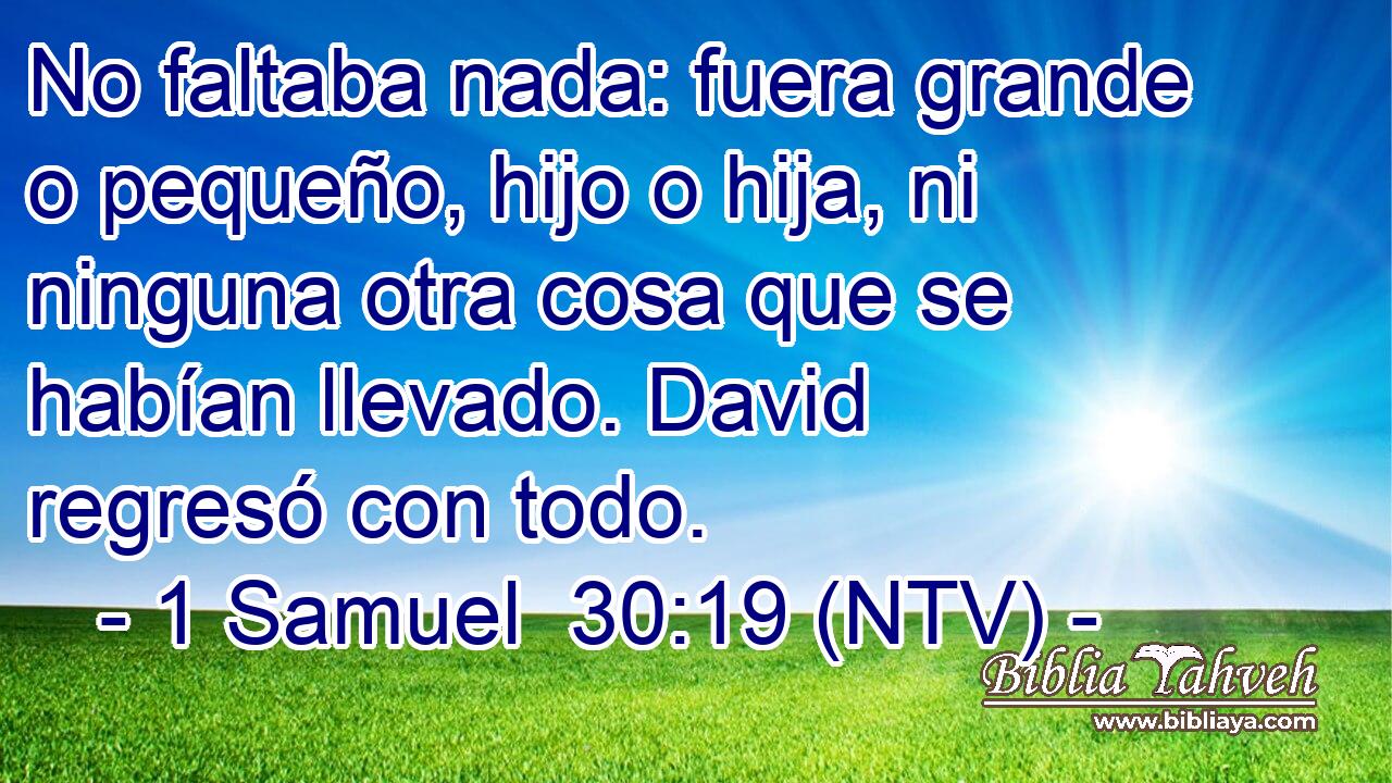 No faltaba nada: fuera grande o pequeño, hijo o hija, ni ninguna otra cosa que se habían llevado. David regresó con todo.