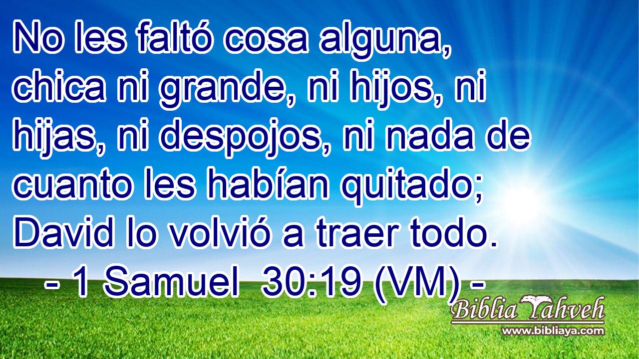  No les faltó cosa alguna, chica ni grande, ni hijos, ni hijas, ni despojos, ni nada de cuanto les habían quitado; David lo volvió a traer todo. 