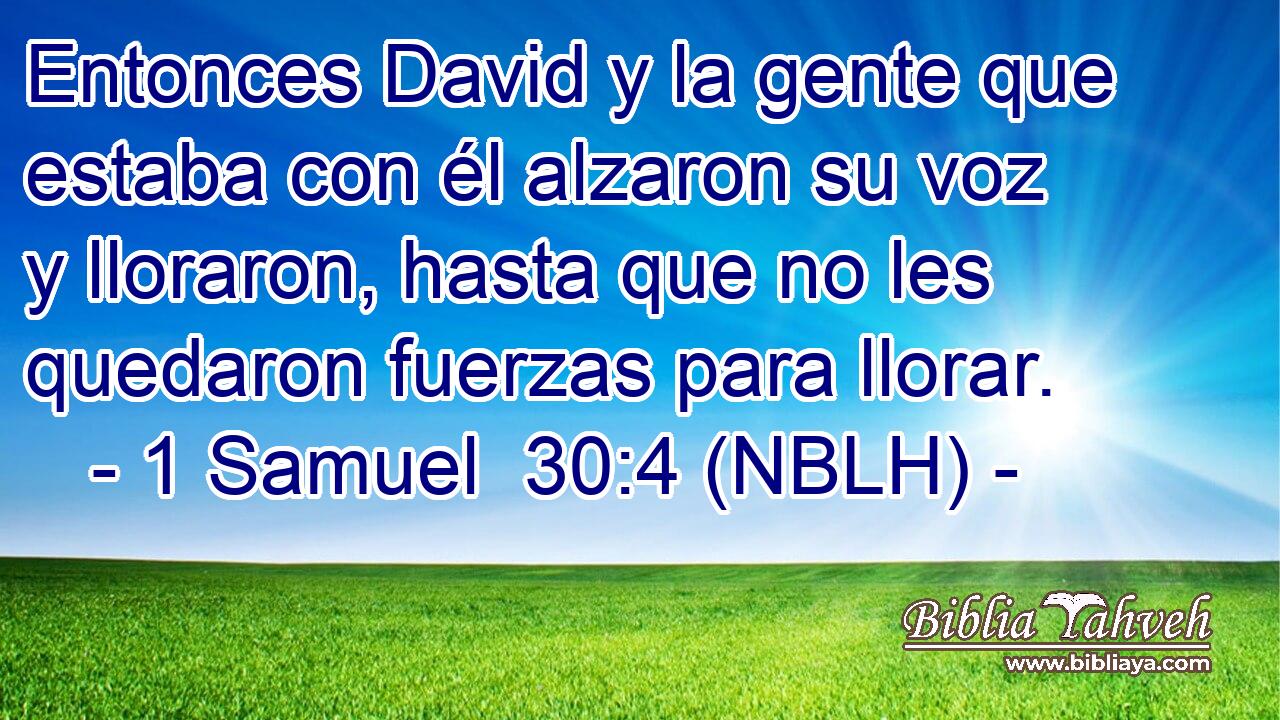  Entonces David y la gente que estaba con él alzaron su voz y lloraron, hasta que no les quedaron fuerzas para llorar. 