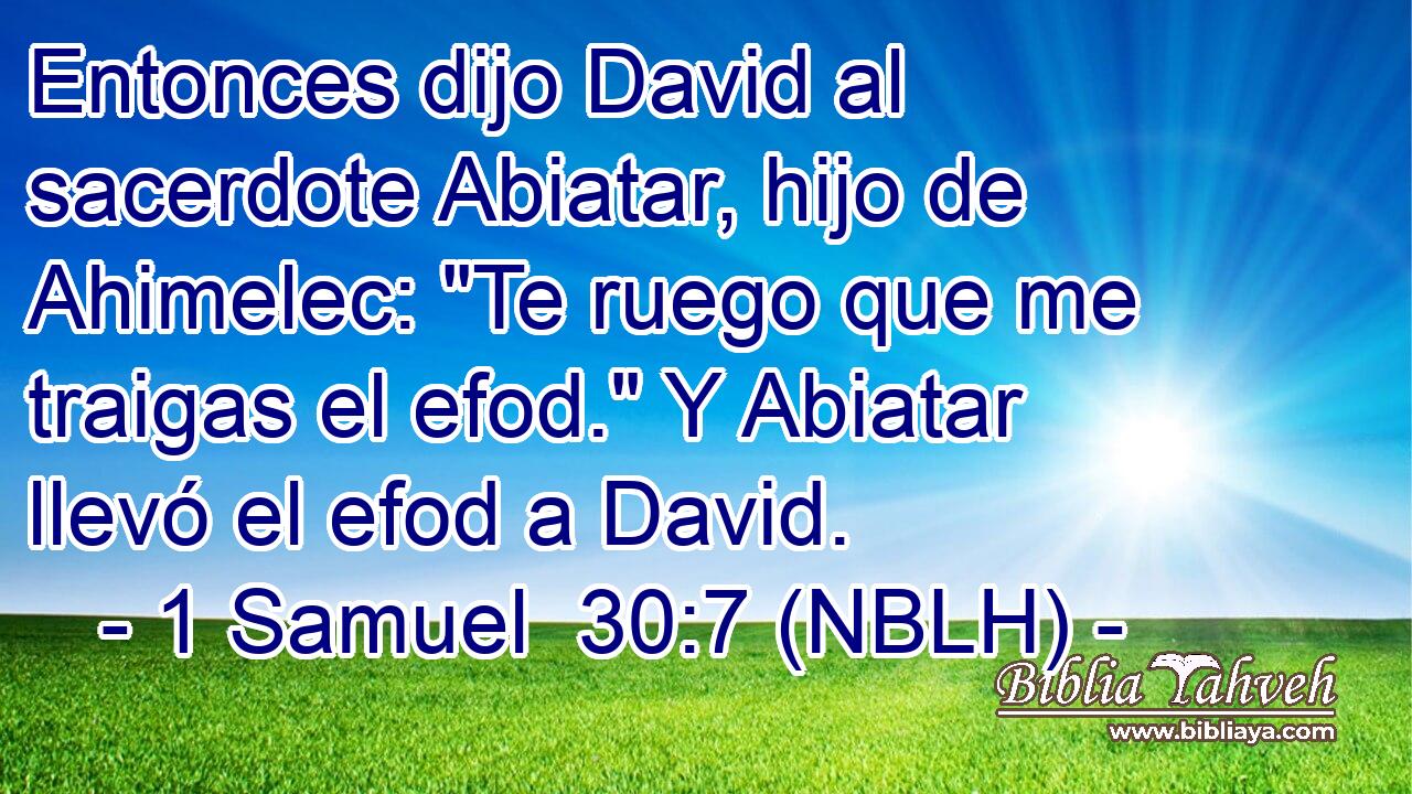  Entonces dijo David al sacerdote Abiatar, hijo de Ahimelec: 