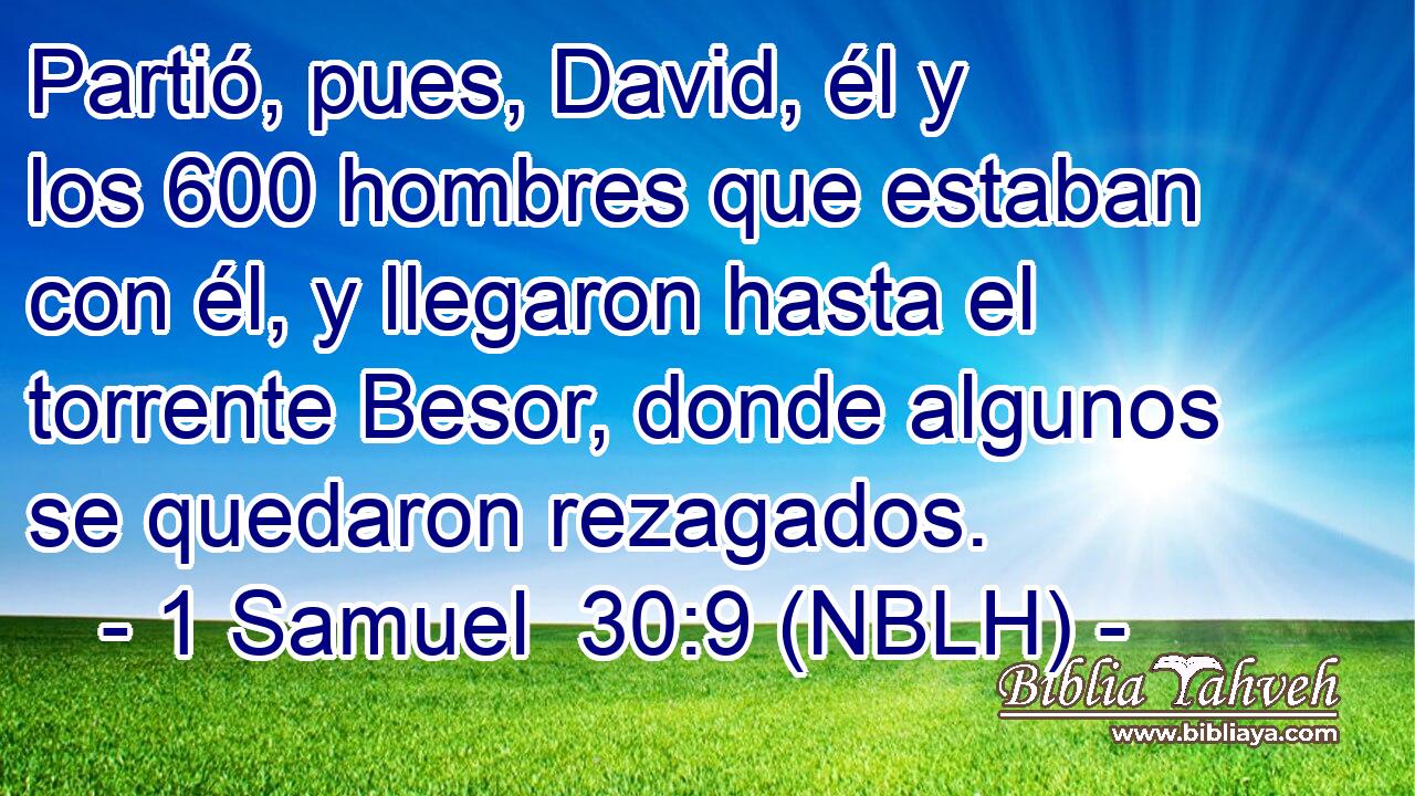  Partió, pues, David, él y los 600 hombres que estaban con él, y llegaron hasta el torrente Besor, donde algunos se quedaron rezagados. 