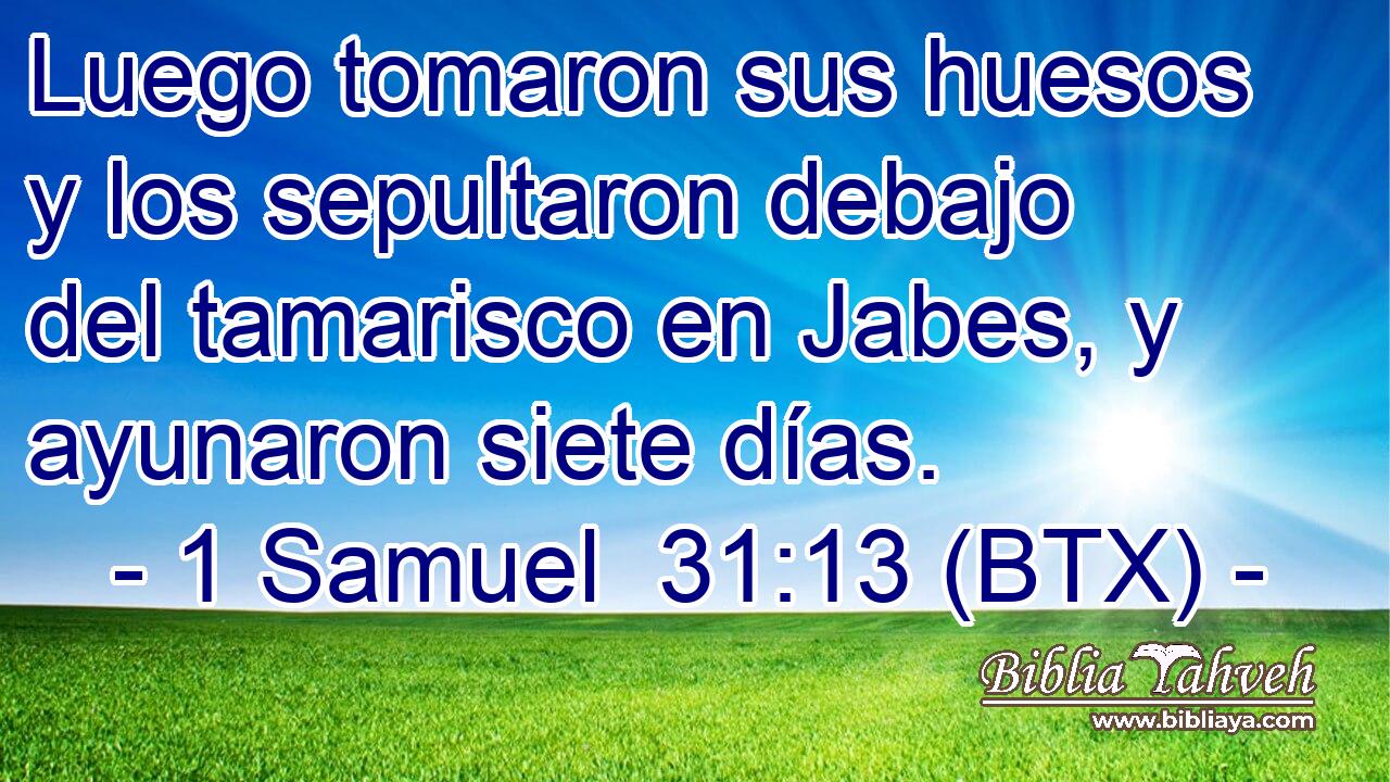 Luego tomaron sus huesos y los sepultaron debajo del tamarisco en Jabes, y ayunaron siete días.