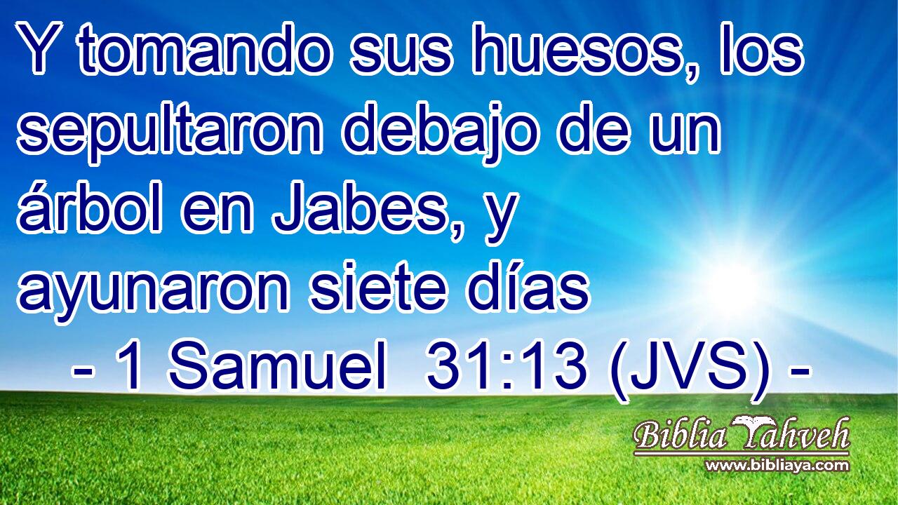 Y tomando sus huesos, los sepultaron debajo de un árbol en Jabes, y ayunaron siete días