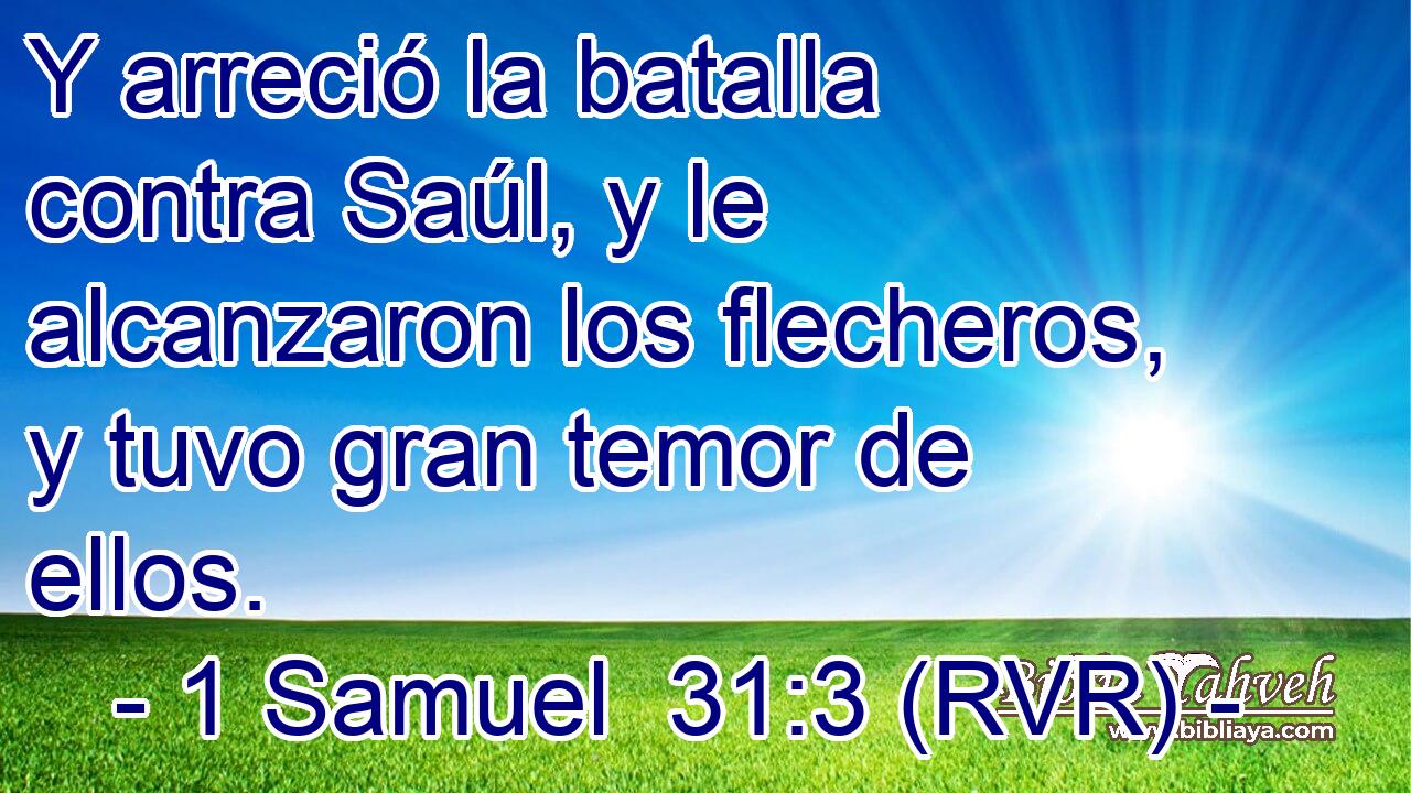 Y arreció la batalla contra Saúl, y le alcanzaron los flecheros, y tuvo gran temor de ellos.