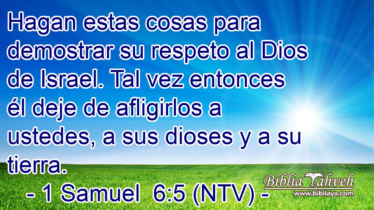 Hagan estas cosas para demostrar su respeto al Dios de Israel. Tal vez entonces él deje de afligirlos a ustedes, a sus dioses y a su tierra.