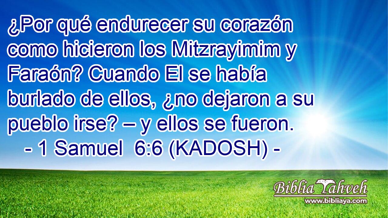  ¿Por qué endurecer su corazón como hicieron los Mitzrayimim y Faraón? Cuando El se había burlado de ellos, ¿no dejaron a su pueblo irse? – y ellos se fueron. 