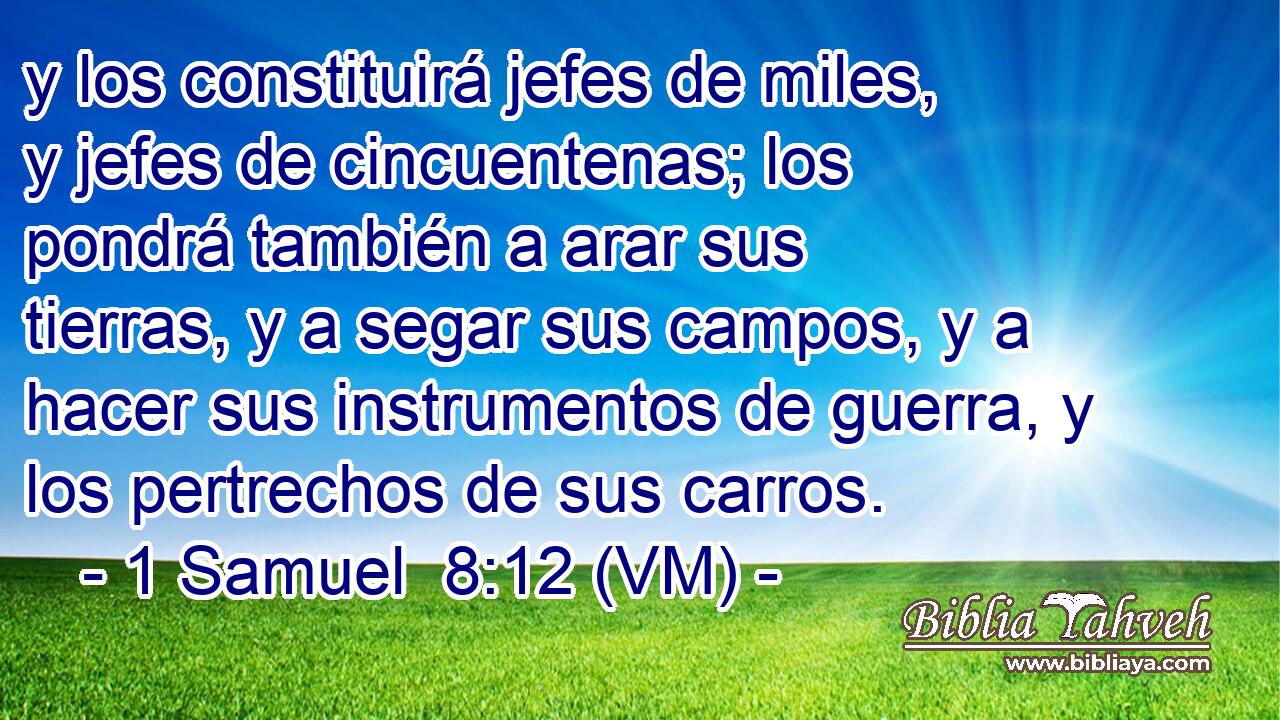  y los constituirá jefes de miles, y jefes de cincuentenas; los pondrá también a arar sus tierras, y a segar sus campos, y a hacer sus instrumentos de guerra, y los pertrechos de sus carros. 