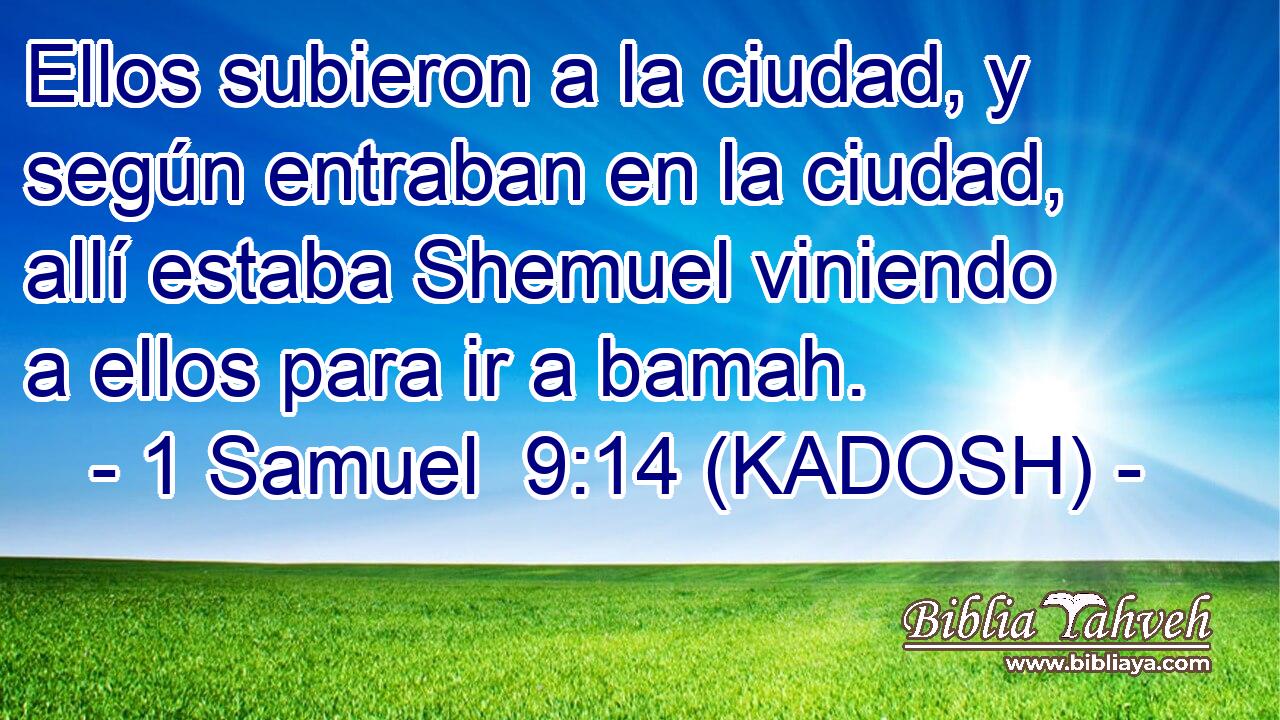  Ellos subieron a la ciudad, y según entraban en la ciudad, allí estaba Shemuel viniendo a ellos para ir a bamah. 