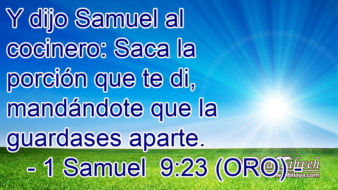  Y dijo Samuel al cocinero: Saca la porción que te di, mandándote que la guardases aparte. 