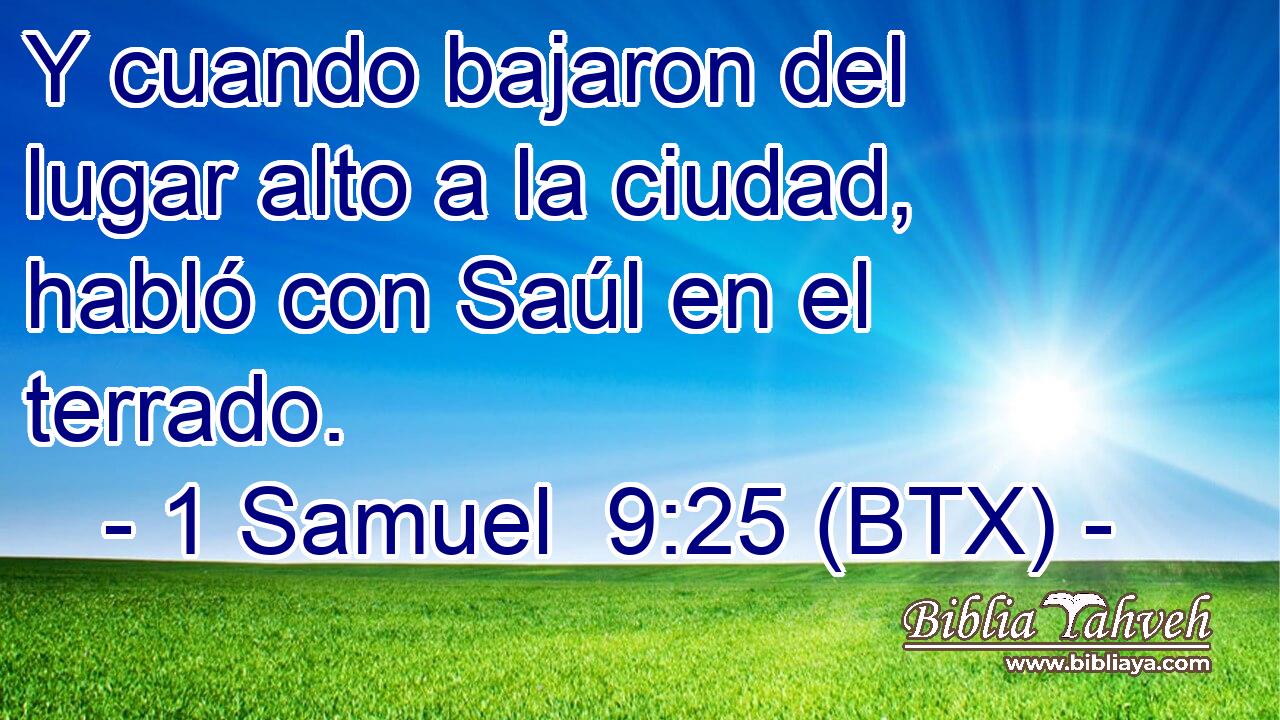 Y cuando bajaron del lugar alto a la ciudad, habló con Saúl en el terrado.