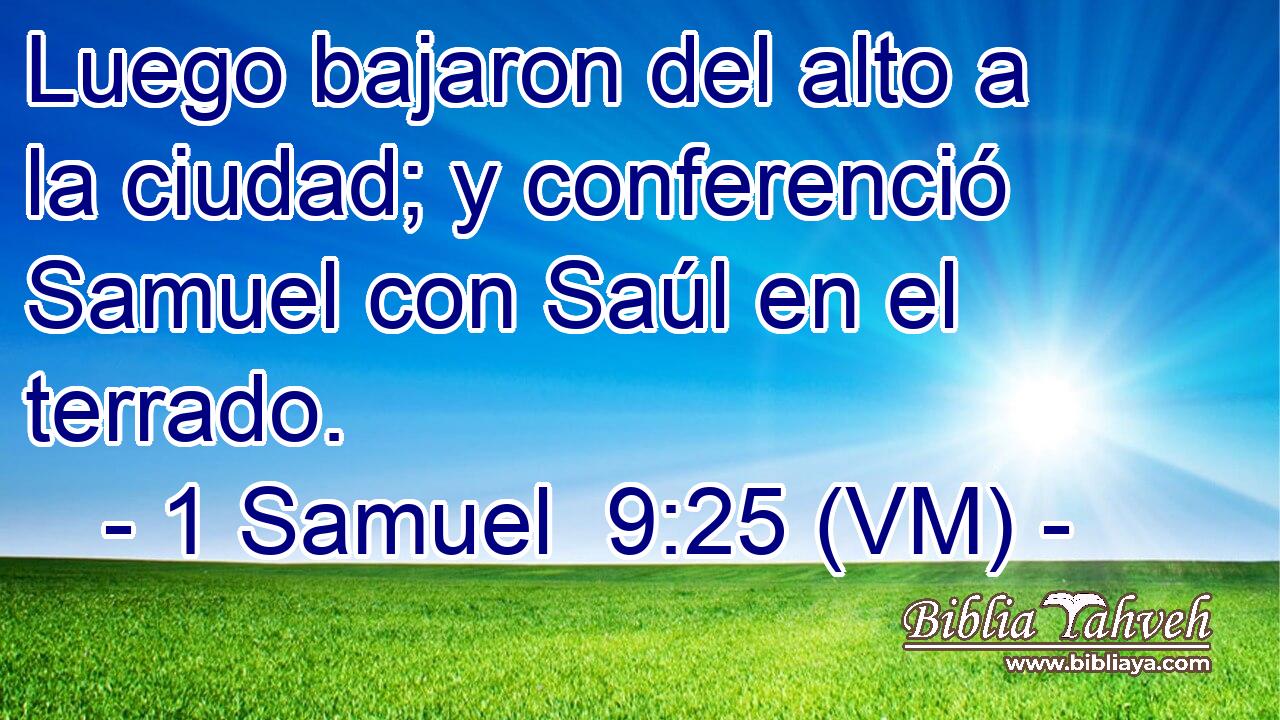  Luego bajaron del alto a la ciudad; y conferenció Samuel con Saúl en el terrado. 