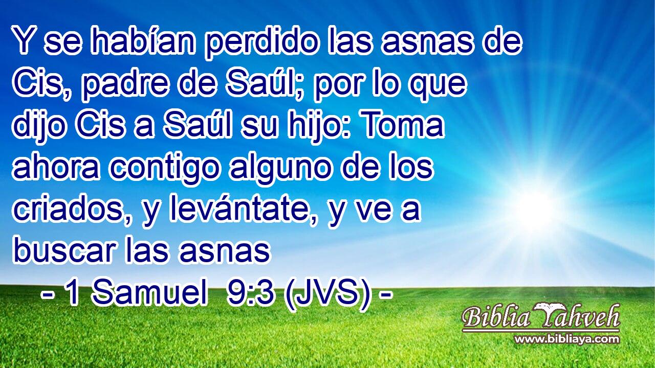 Y se habían perdido las asnas de Cis, padre de Saúl; por lo que dijo Cis a Saúl su hijo: Toma ahora contigo alguno de los criados, y levántate, y ve a buscar las asnas