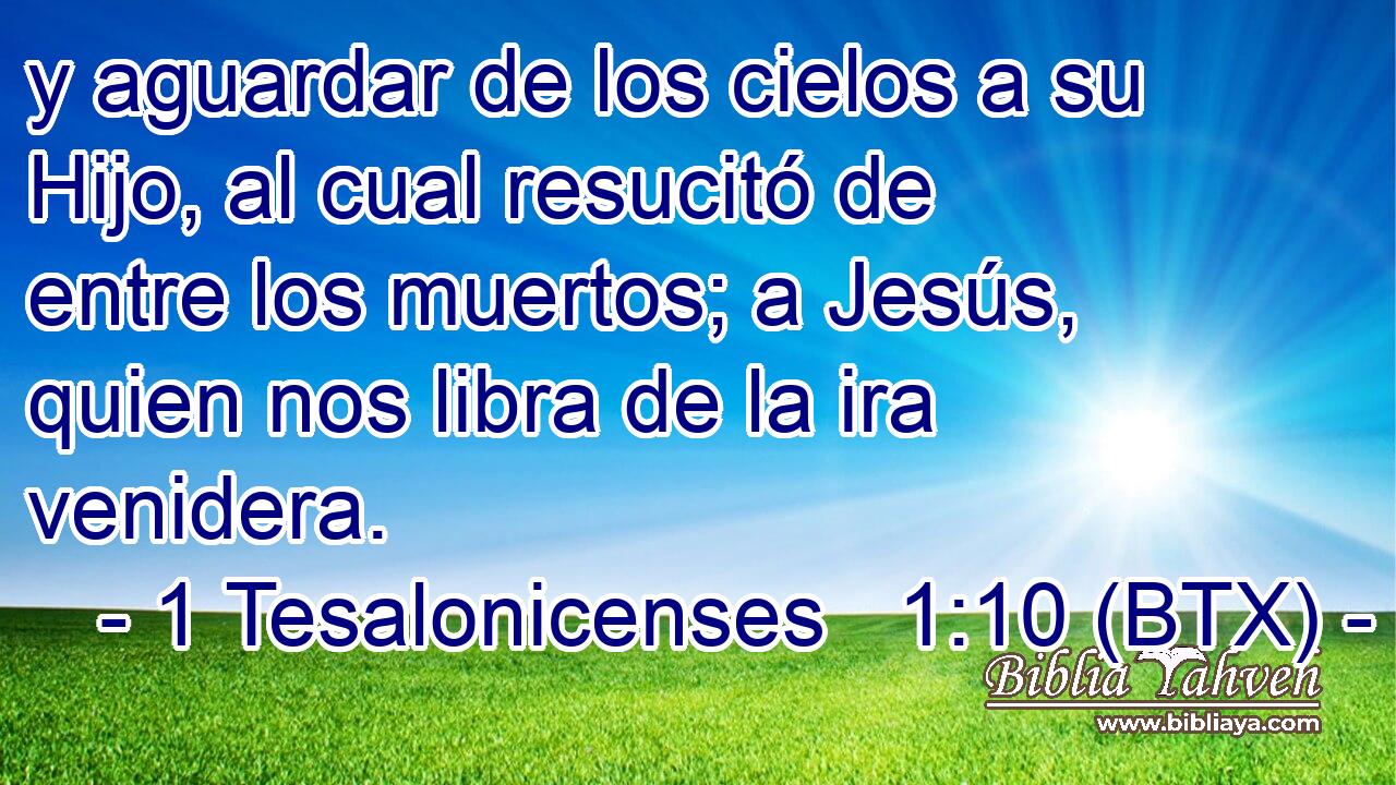 y aguardar de los cielos a su Hijo, al cual resucitó de entre los muertos; a Jesús, quien nos libra de la ira venidera.