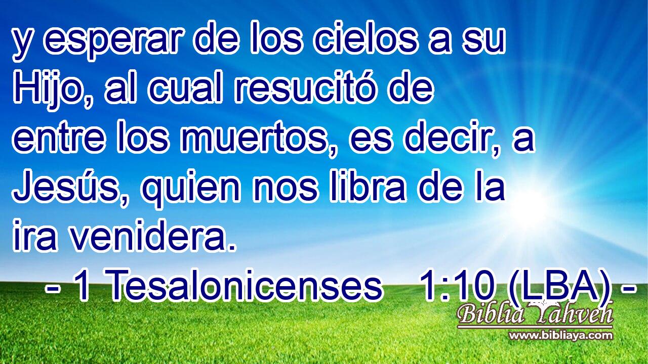 y esperar de los cielos a su Hijo, al cual resucitó de entre los muertos, es decir, a Jesús, quien nos libra de la ira venidera.