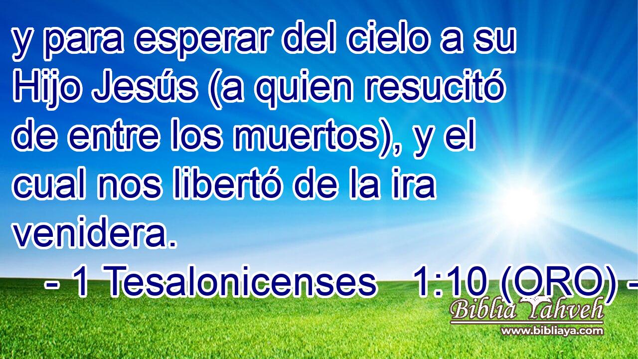  y para esperar del cielo a su Hijo Jesús (a quien resucitó de entre los muertos), y el cual nos libertó de la ira venidera. 