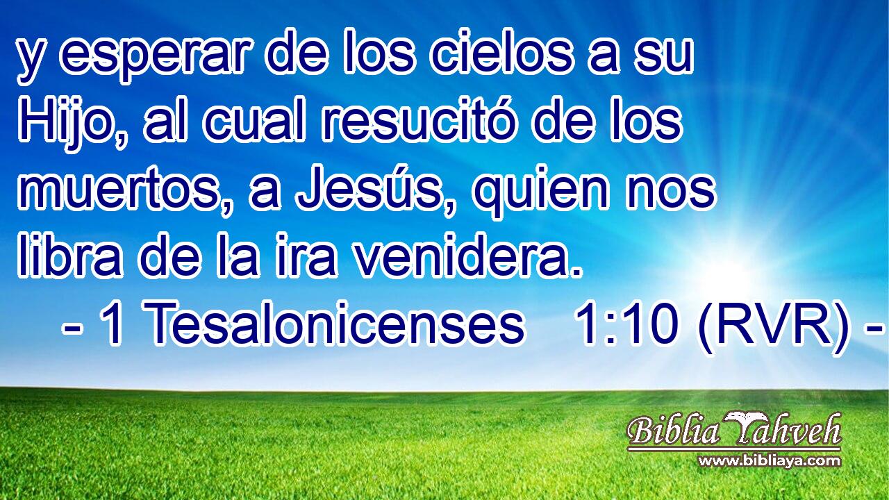 y esperar de los cielos a su Hijo, al cual resucitó de los muertos, a Jesús, quien nos libra de la ira venidera.