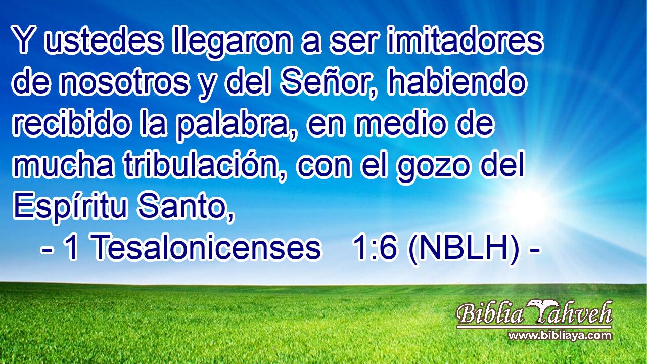  Y ustedes llegaron a ser imitadores de nosotros y del Señor, habiendo recibido la palabra, en medio de mucha tribulación, con el gozo del Espíritu Santo, 
