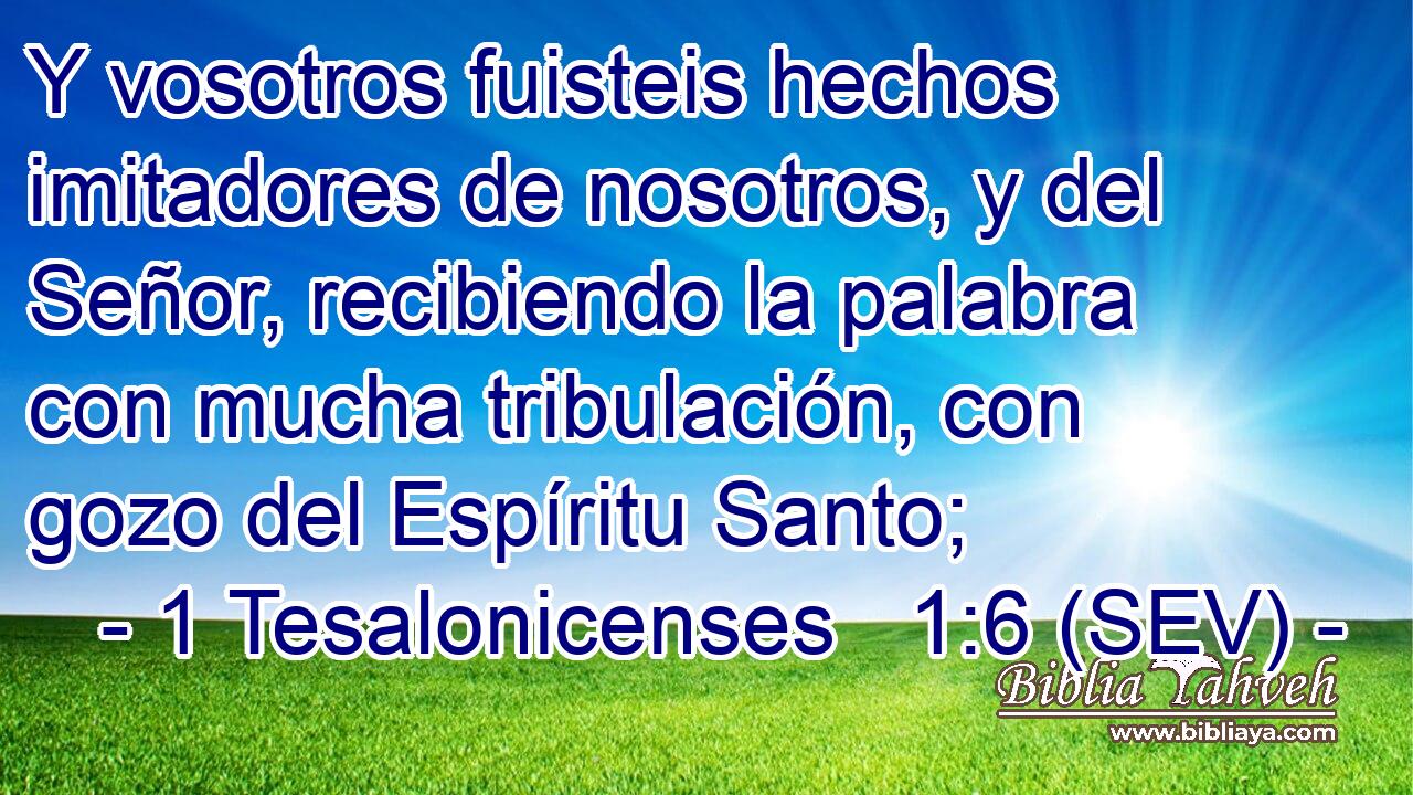 Y vosotros fuisteis hechos imitadores de nosotros, y del Señor, recibiendo la palabra con mucha tribulación, con gozo del Espíritu Santo;
