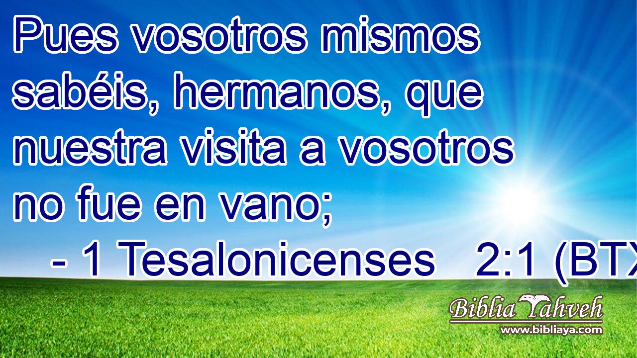 Pues vosotros mismos sabéis, hermanos, que nuestra visita a vosotros no fue en vano;