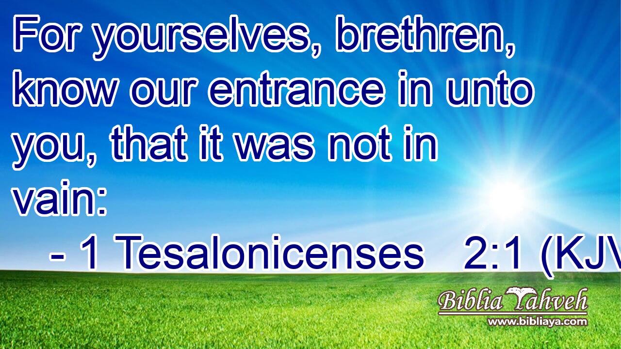 For yourselves, brethren, know our entrance in unto you, that it was not in vain: