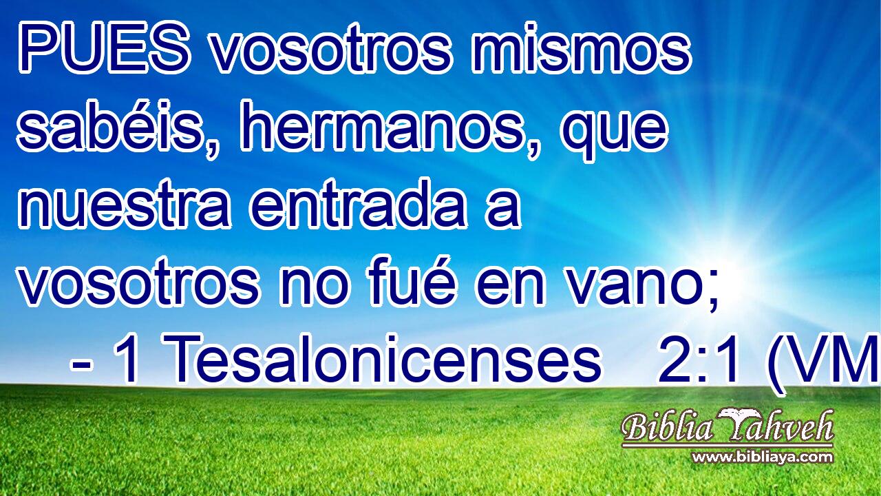  PUES vosotros mismos sabéis, hermanos, que nuestra entrada a vosotros no fué en vano; 