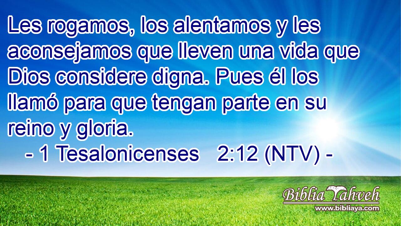 Les rogamos, los alentamos y les aconsejamos que lleven una vida que Dios considere digna. Pues él los llamó para que tengan parte en su reino y gloria.
