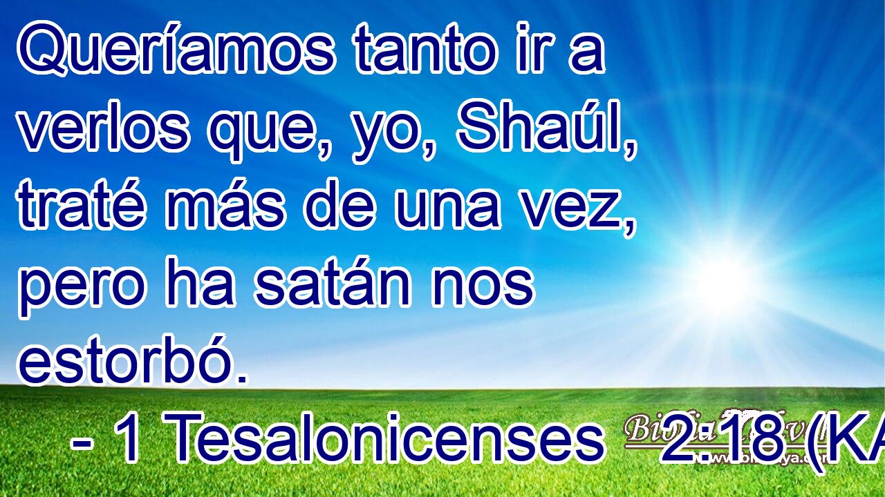  Queríamos tanto ir a verlos que, yo, Shaúl, traté más de una vez, pero ha satán nos estorbó. 