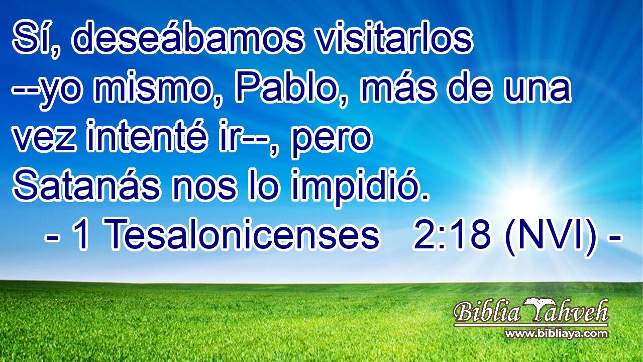  Sí, deseábamos visitarlos --yo mismo, Pablo, más de una vez intenté ir--, pero Satanás nos lo impidió. 