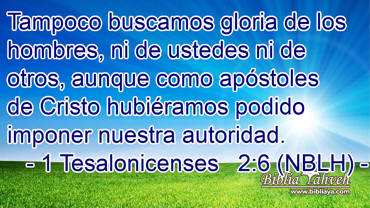  Tampoco buscamos gloria de los hombres, ni de ustedes ni de otros, aunque como apóstoles de Cristo hubiéramos podido imponer nuestra autoridad. 