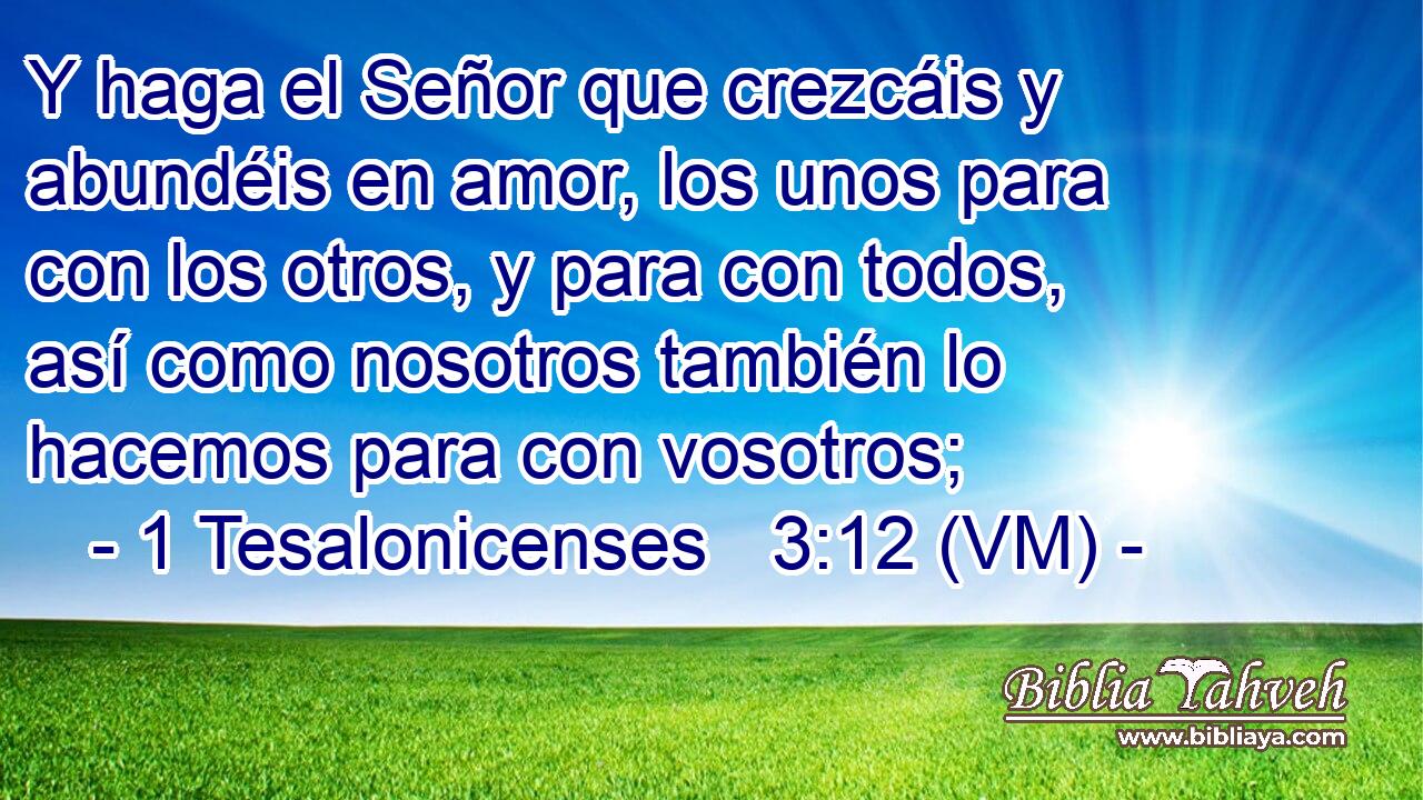  Y haga el Señor que crezcáis y abundéis en amor, los unos para con los otros, y para con todos, así como nosotros también lo hacemos para con vosotros; 