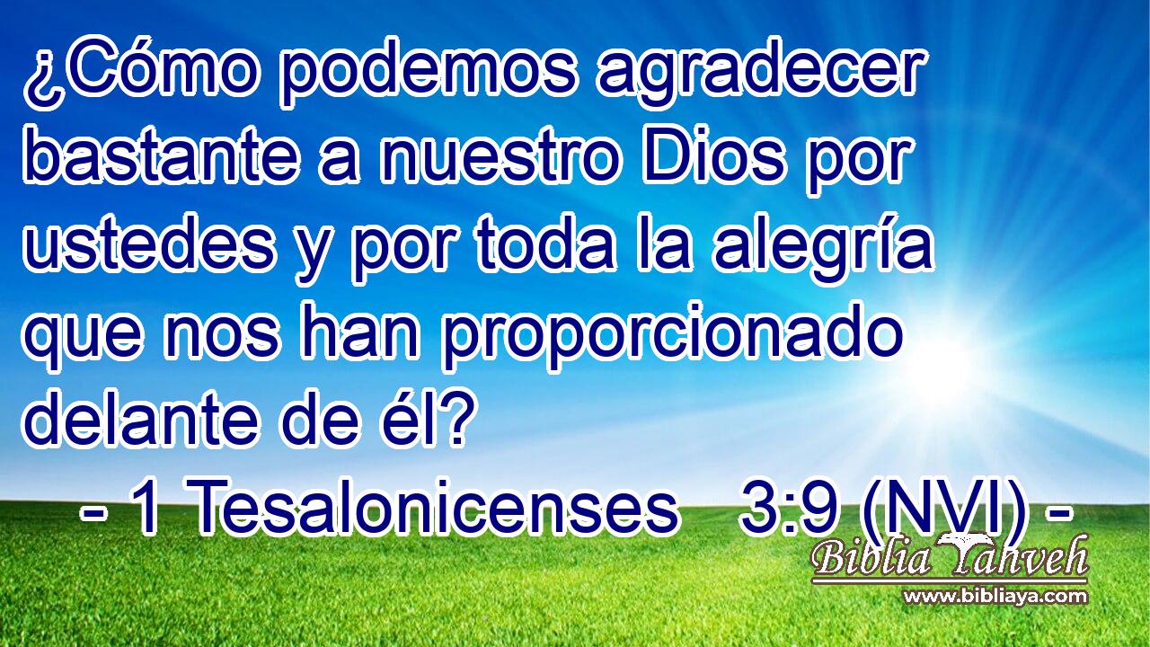  ¿Cómo podemos agradecer bastante a nuestro Dios por ustedes y por toda la alegría que nos han proporcionado delante de él? 