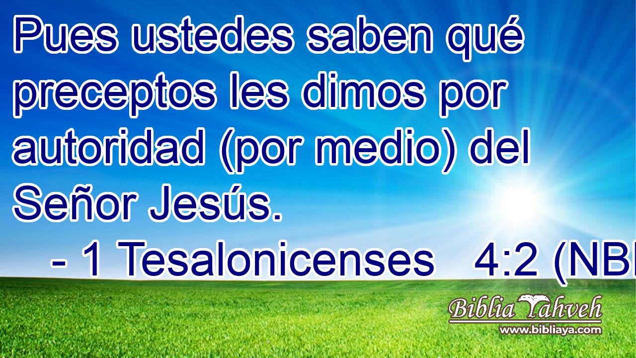  Pues ustedes saben qué preceptos les dimos por autoridad (por medio) del Señor Jesús. 